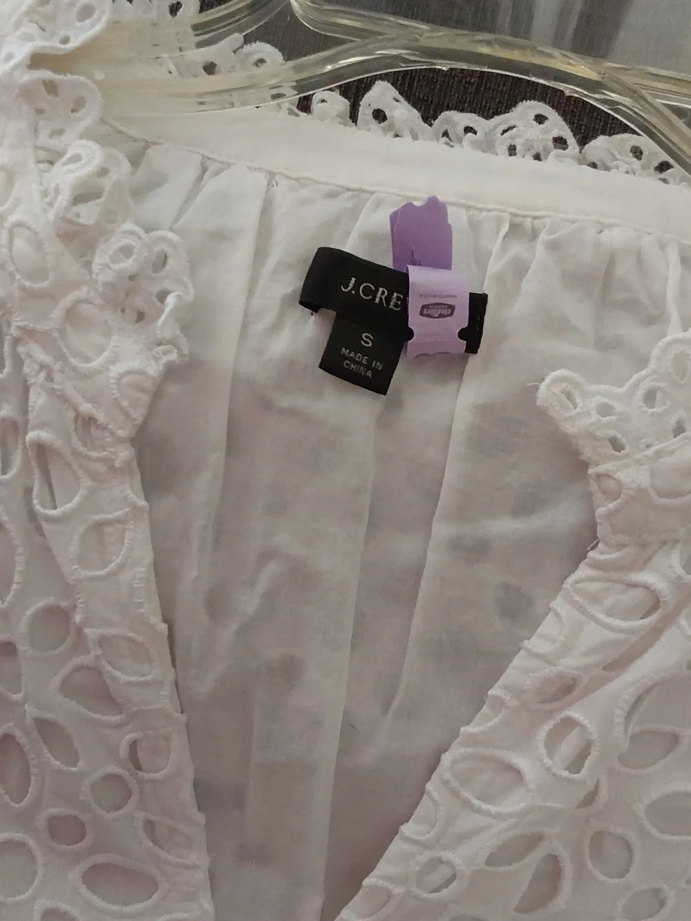 J Crew White Eyelet Dress  Size S Hidden Pockets - Picture 5 of 10